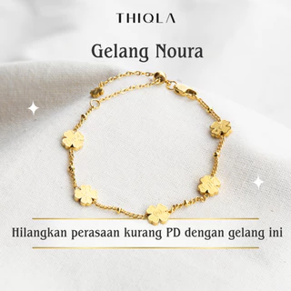 THIQLA - Gelang Semanggi NOURA - Gelang Bunga Clover - Gelang Serut Aurel - Gelang Clover Mirip Gelang Emas - Gelang Daun Wanita Bukan Gelang Titanium Wanita Anti Karat