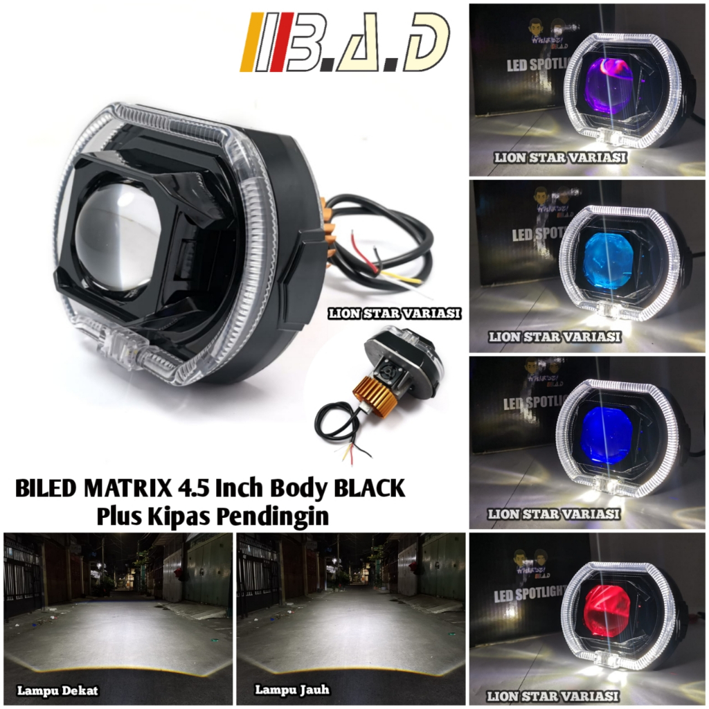 Jual Biled Projie Projector Biled Matrix 4.5 INCH Body Black Hitam Plus ...
