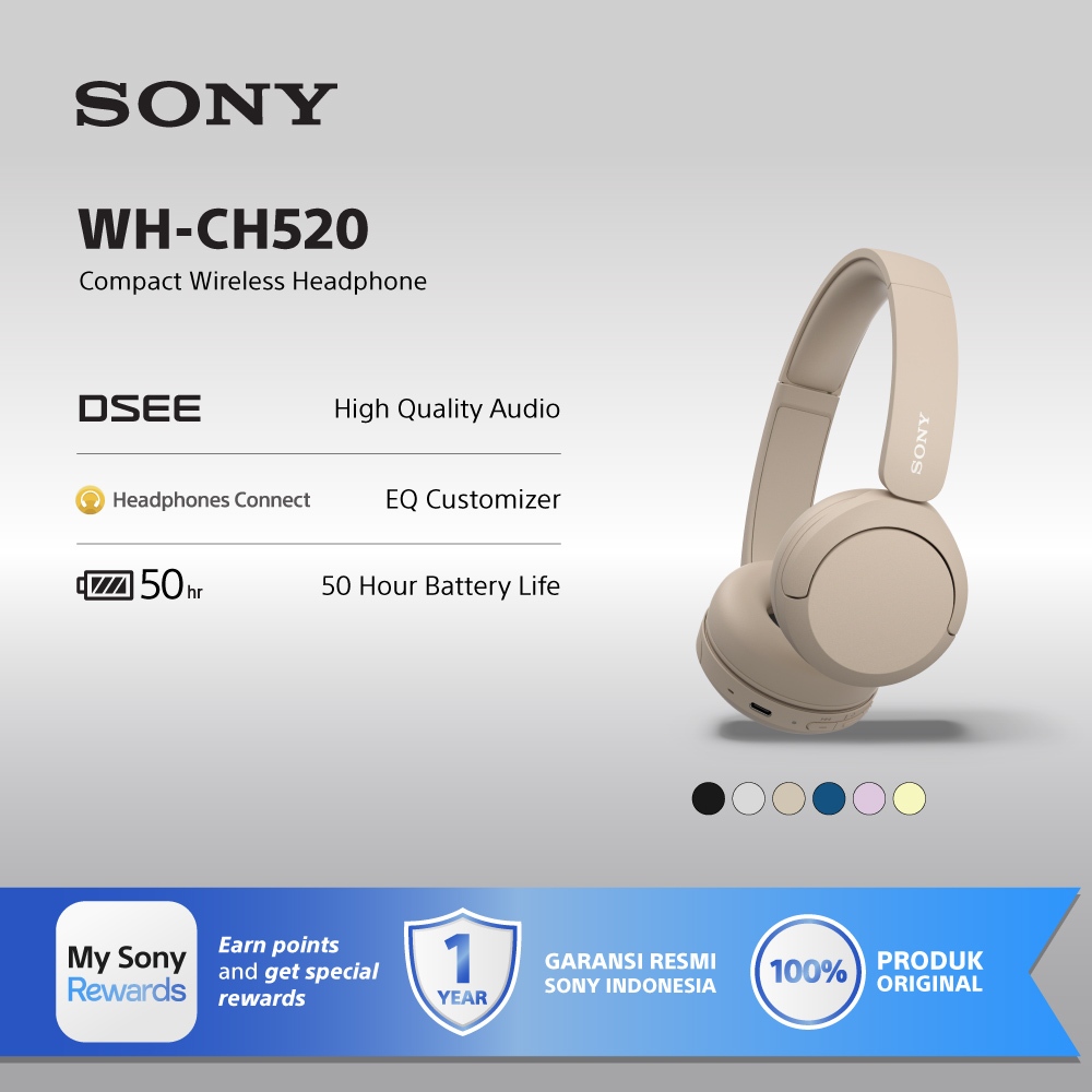 SONY WH-CH520 On Ear Wireless Headphone CH520 CH-520 Beige
