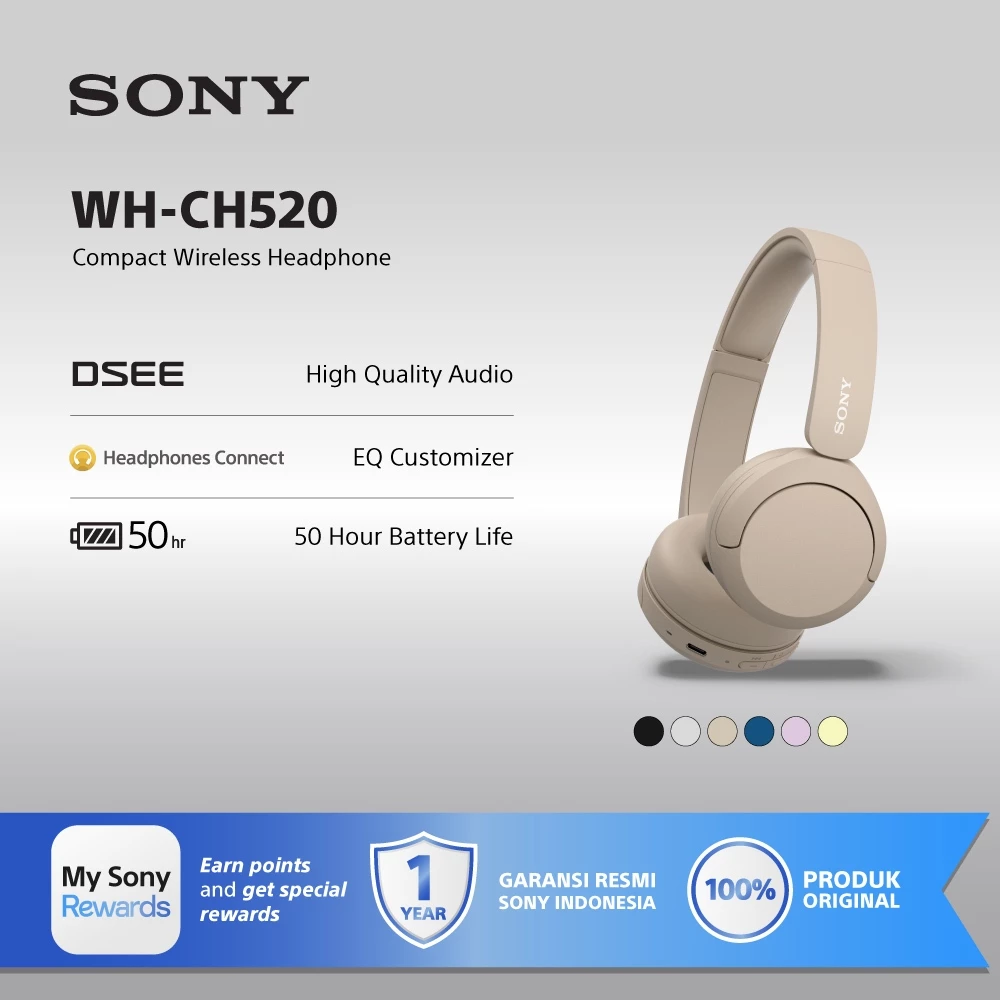 SONY WH-CH520 On Ear Wireless Headphone / CH520 / CH-520 - Beige