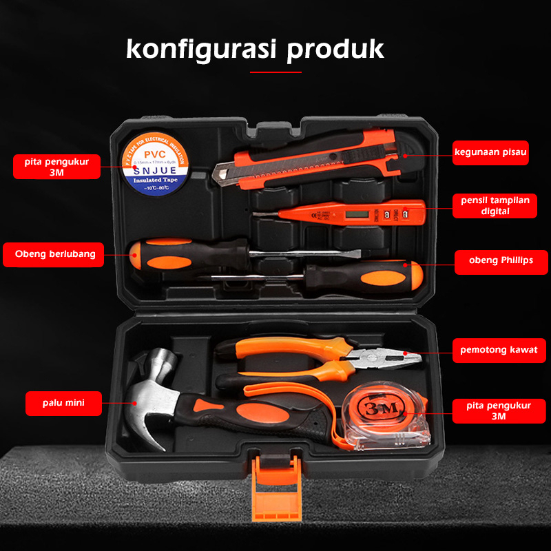 Jual Toolkit Set 8pcs Alat Pertukangan box Perkakas Tukang Lengkap Tang ...