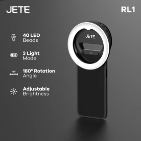 Ring Light Selfie JETE RL1 For Smartphone LED Rechargeable Clip On With Light Mode Garansi 2