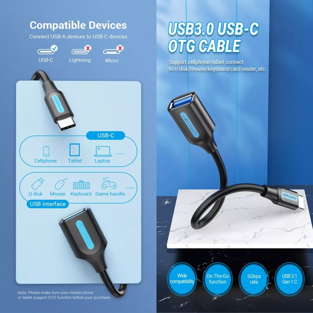 Jual VENTION CCVBB Kabel OTG Type C Male To USB A 3.1 Gen 1 Female ...