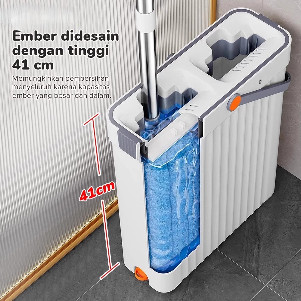 Pel Lantai Otomatis 2-in-1 Ember Sekat 360° foto 1