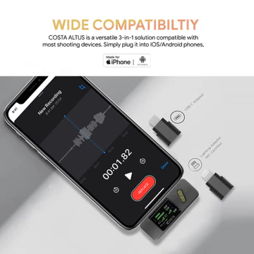 COSTA Altus 2V Dual Channel Wireless Microphone Lavalier Compact Clarity Sound Mono Stereo ANC