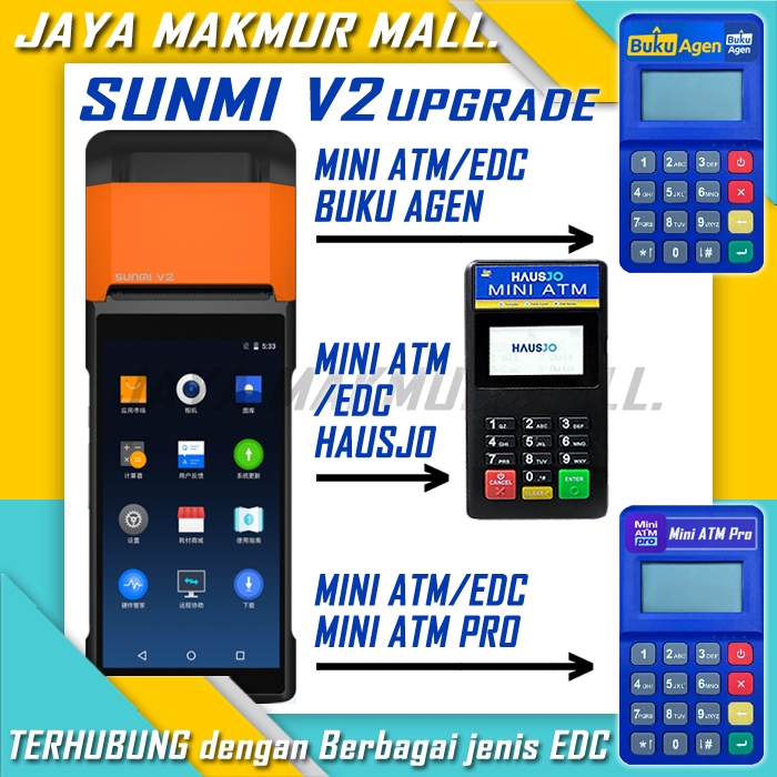Jual Mesin Mitra Mini ATM / EDC Saku SUNMI V2 upgrade 4G LTE 2Gb Ram ...