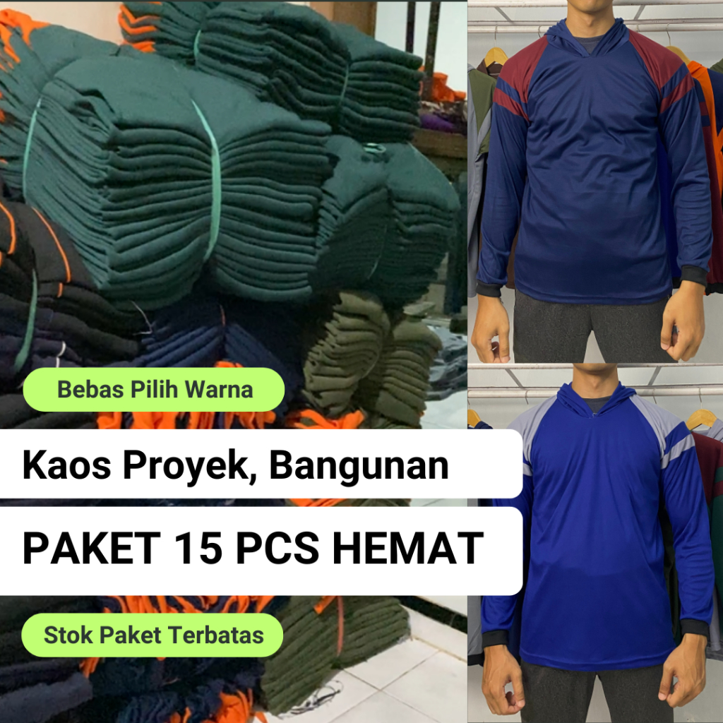 Jual [Paket 15 Pcs] Kaos Proyek Basahan Kaos Bangunan Tani Lengan ...