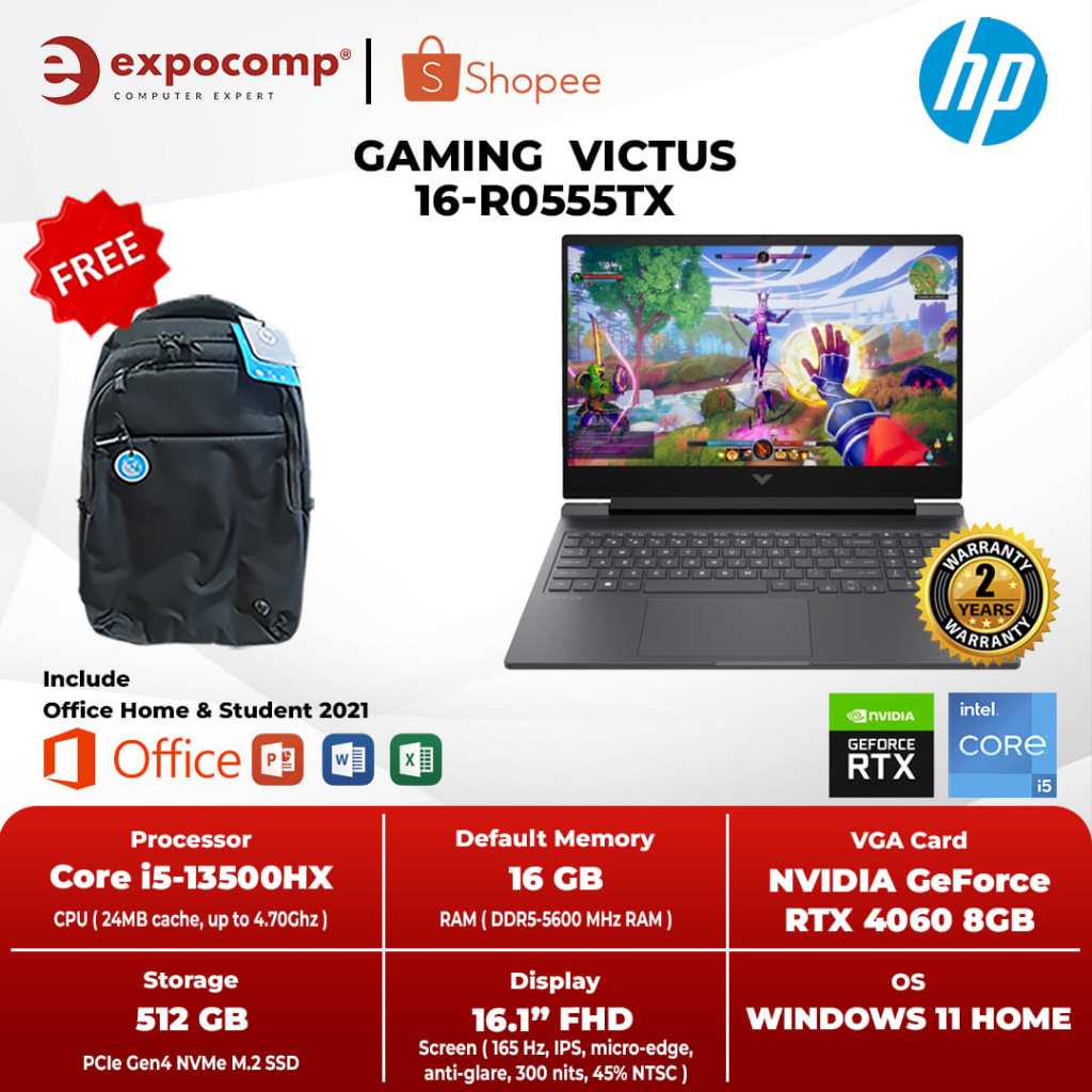 Jual Hewlett Packard HP GAMING VICTUS 16-r0555TX SILVER i5-13500H 16GB ...