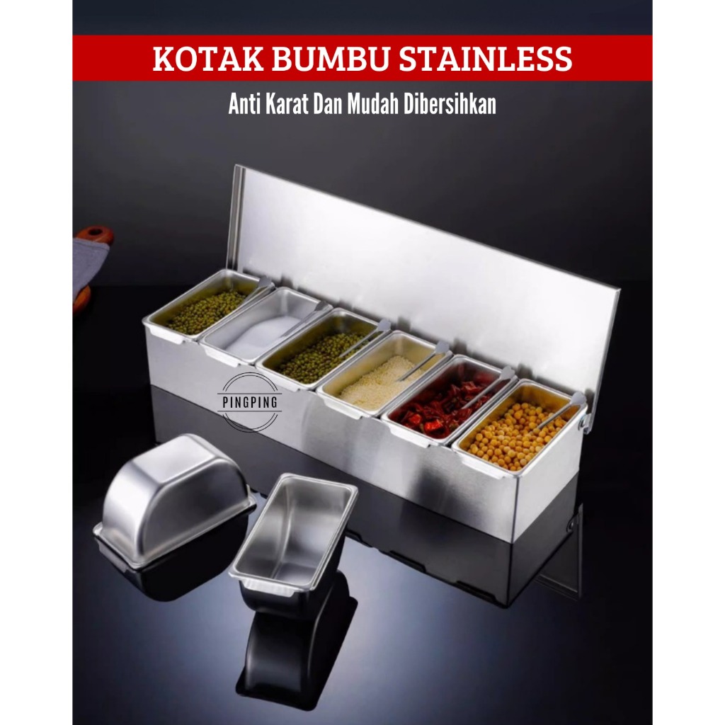 Jual Ingridient Condiment Container Tempat Bumbu Kotak Stainless Steel ...