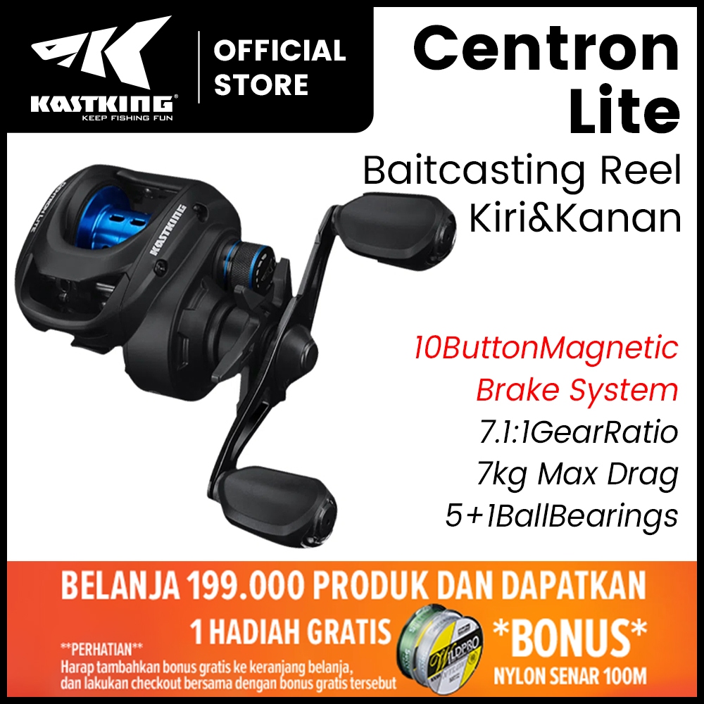 7.1:1 Gear Ratio Reel KastKing Centron Lite Baitcasting Reel - 5+1  Bearings, 7.1:1 Gear Ratio, 15.4 Lb Drag Fishing Reels