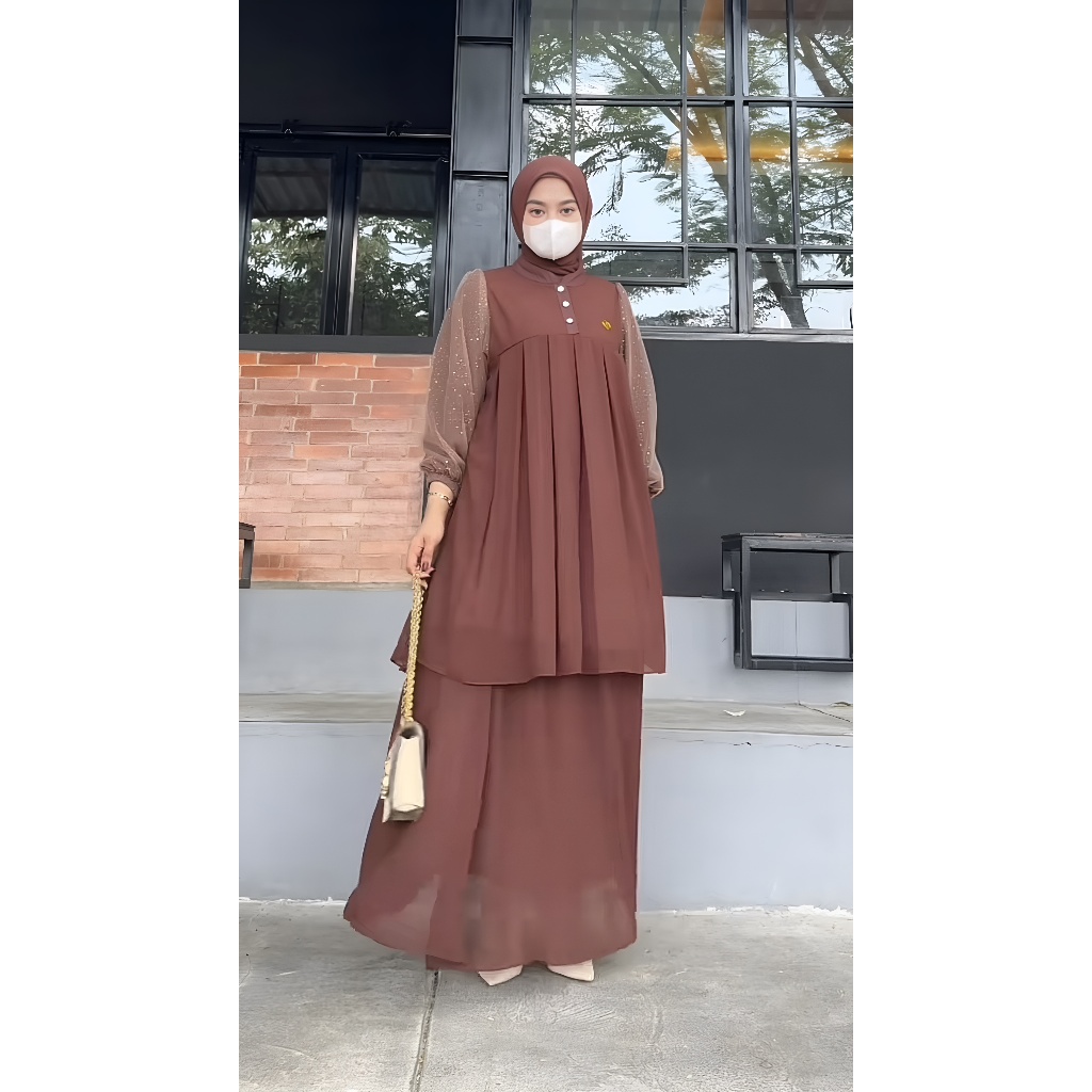 Jual One Set Muslimah Stylish Setelan Tunik & Rok Ceruti Premium Full ...