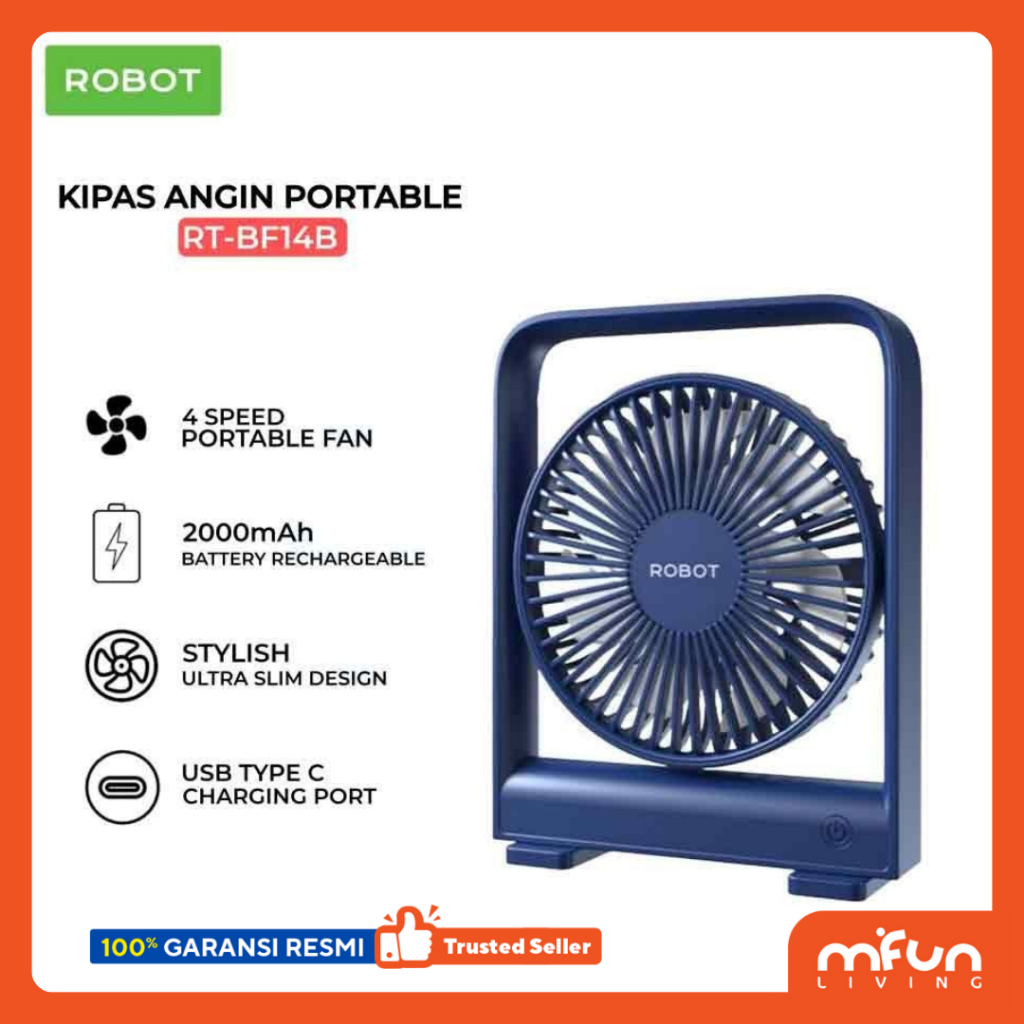 Jual Kipas Angin Mini Robot Mini Fan RT-BF14B 2000mAh Dark Blue ...