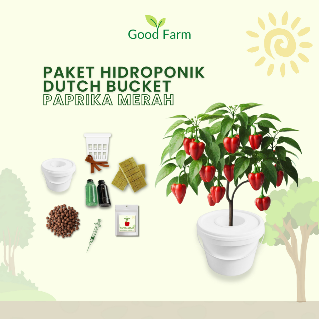 Goodfarm - Paket Hidroponik Lengkap Dutch Bucket Paprika Merah