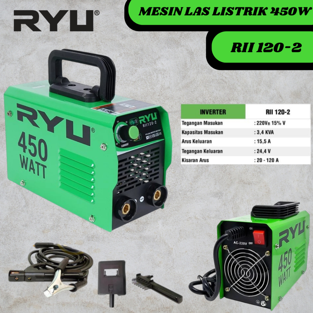 Jual Mesin Las RYU Inverter MMA 120 IGBT 450 Watt / Mesin Las Listrik ...