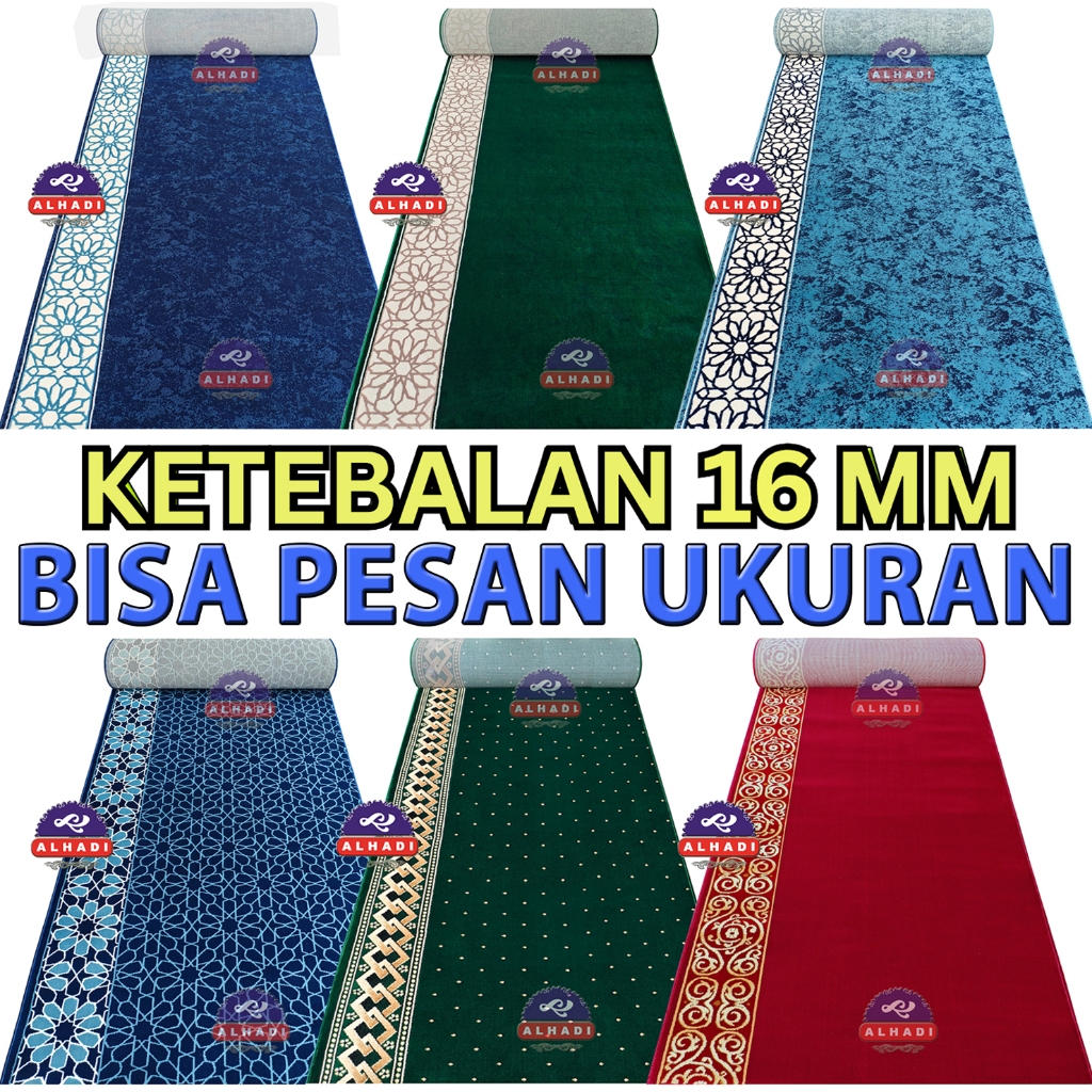 Alhadi Karpet Masjid IMABEL METERAN Ukuran 100 x 120cm Tebal 16mm Sajadah Mushola Empuk Padat Lembut