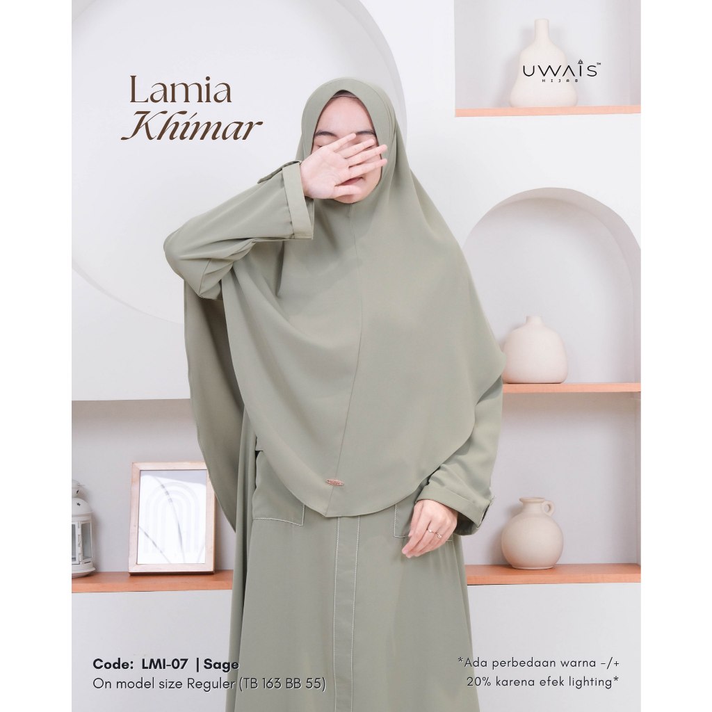 Lamia Khimar Hijab Anti UV Umroh Haji Jilbab Instan Soft Pad Polos Syari Kerudung Anti Tembem