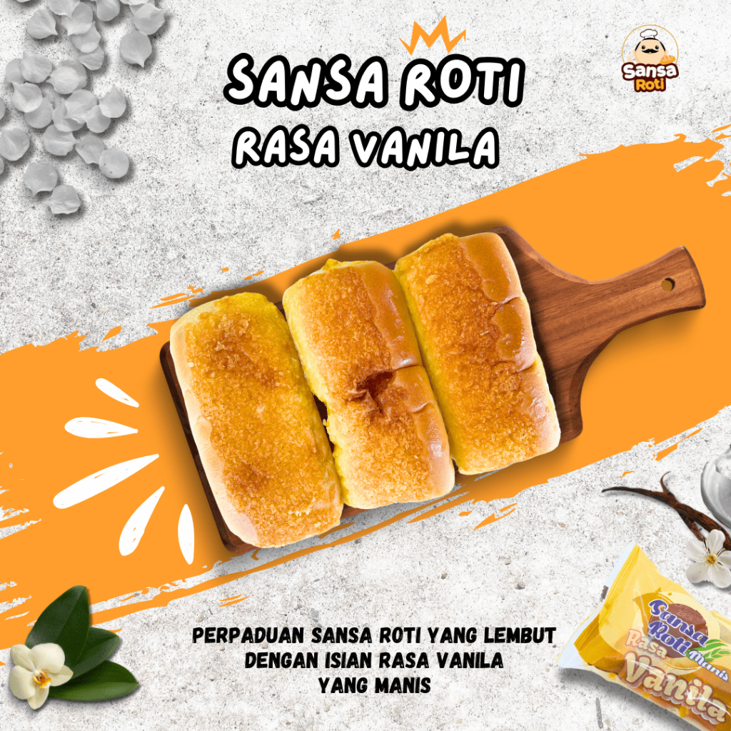 Jual Sansa Roti Rasa Vanilla isi 15 Pcs + (FREE 3 PCS) | Cemilan Roti ...