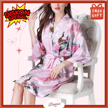 Benesa Wear Piyama Kimono Satin Wanita Premium Baju Tidur Dewasa Elegan Model Jepang Korea