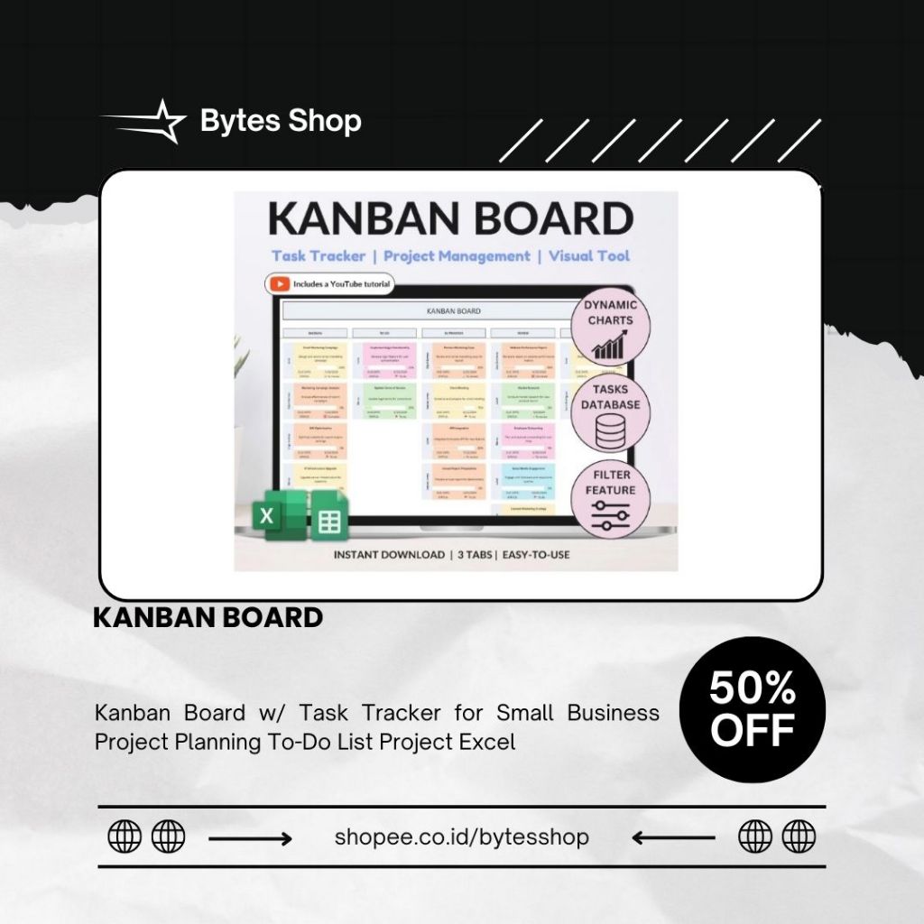 Jual Kanban Board w/ Task Tracker for Small Business Project Planning ...