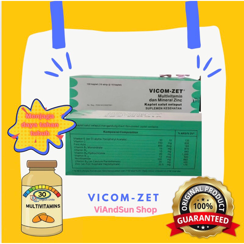 Jual Vicom Zet Vicom-Zet Strip Isi 10 Tablet Efektif Menjaga Daya Tahan ...