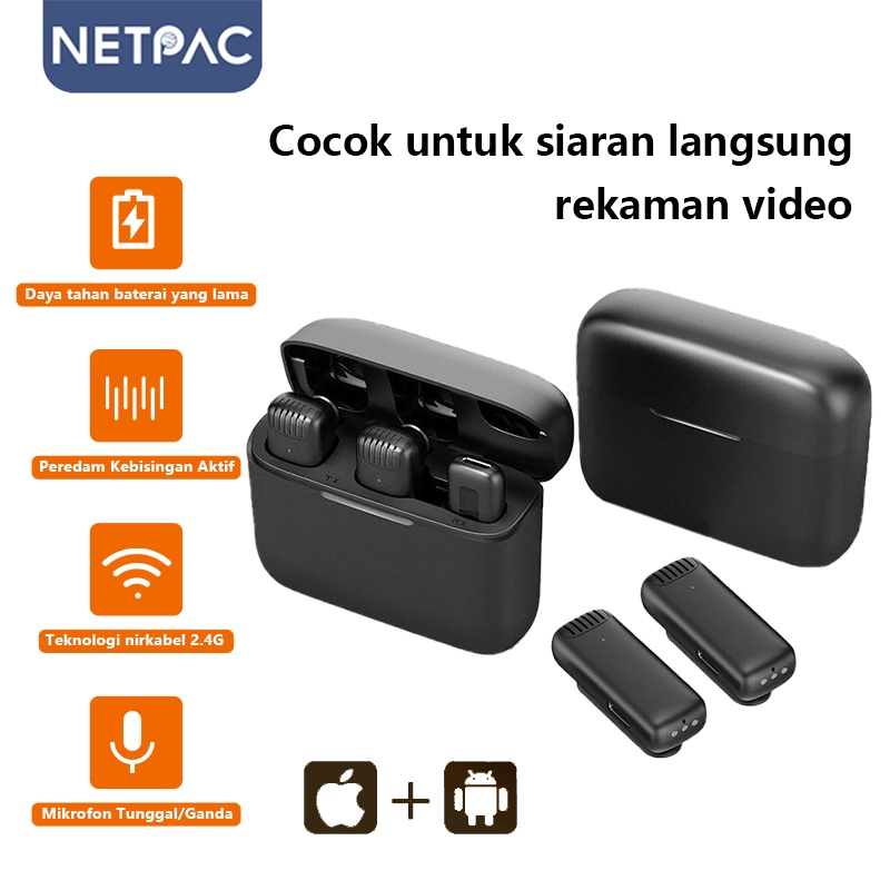 Jual NETPAC Wireless Microphone Lavalier Mikrofon Bluetooth Nirkabel ...