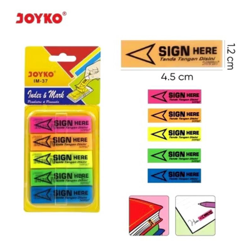Jual Sticky notes JOYKO IM37 Plastik SIGN HERE index and mark penanda ...