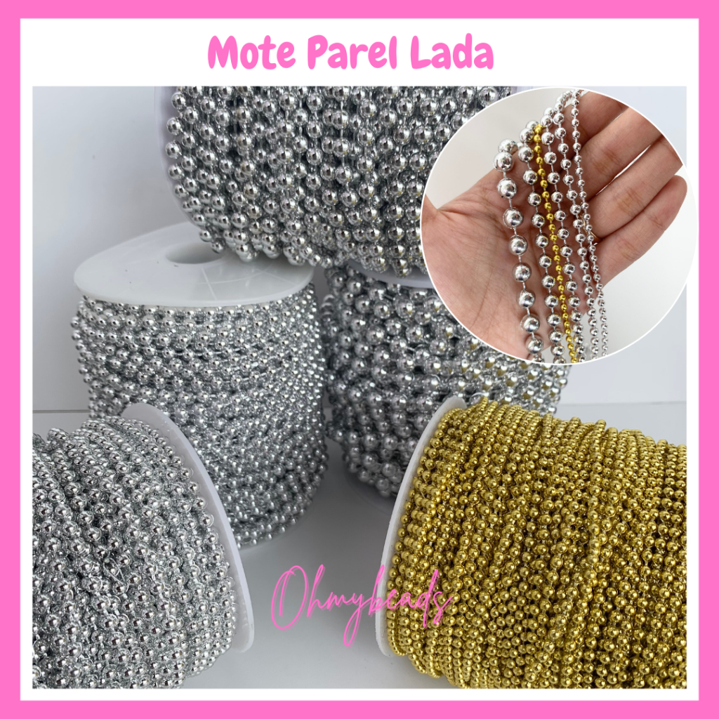 Jual Parel Lada 4.6.8mm / Meter / Parel Mutiara Renteng Lada / Mote ...