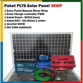 Jual Paket PLTS Solar Panel 30WP + Aki PV | Shopee Indonesia