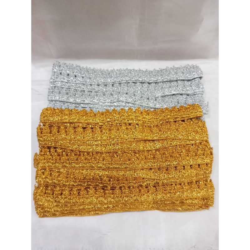 Jual Renda 611 Lebar 2 Cm/Renda Perak/Renda Mas | Shopee Indonesia