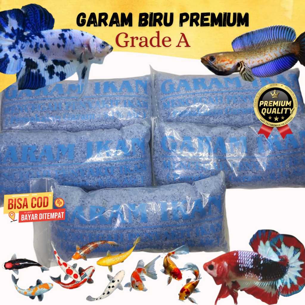 Jual garam ikan biru blue salt fish 500gram premium garam aquatic garam ...