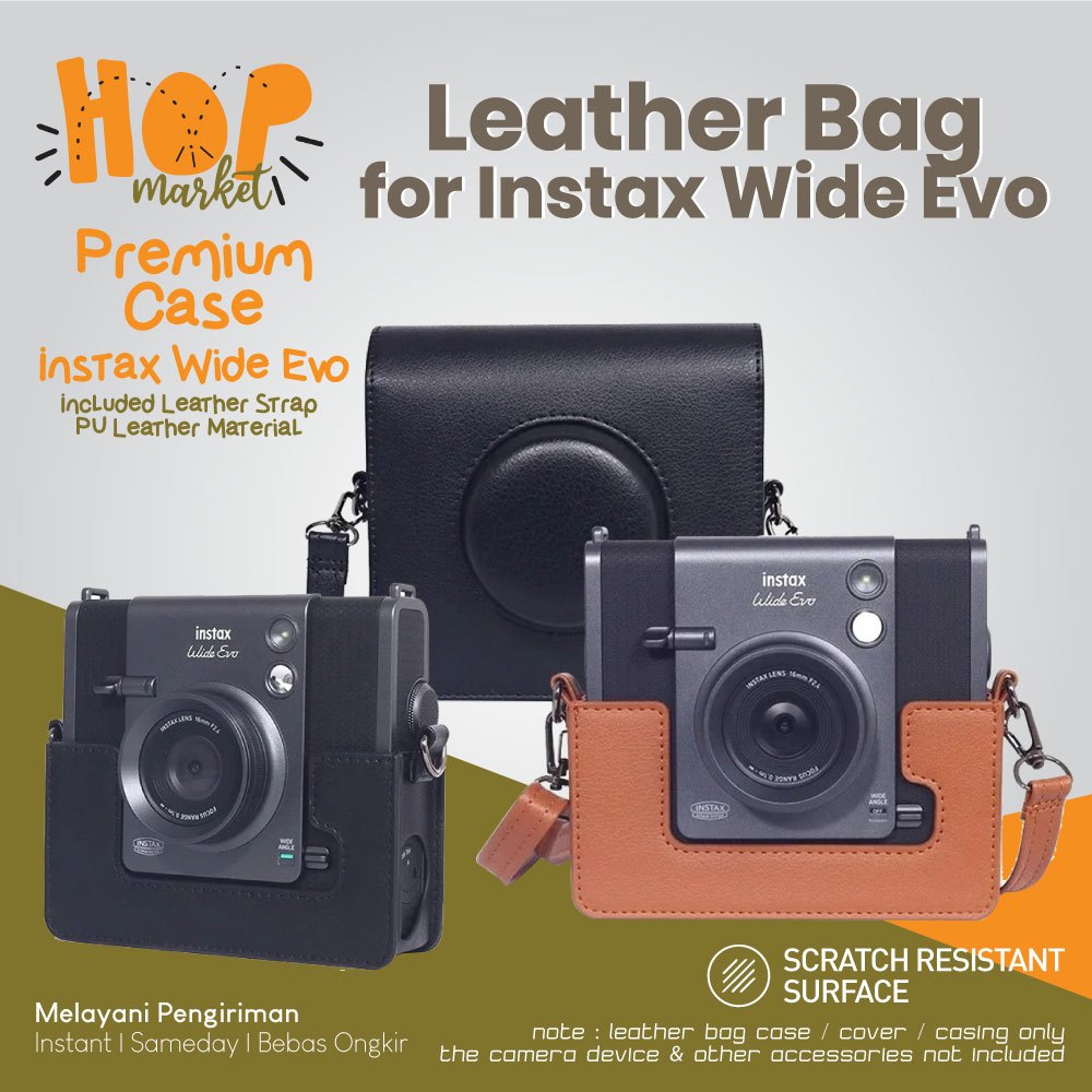Kimyoaee Custodia da trasporto per Fujifilm Instax Wide Evo 2 in 1, accessori per fotocamera istantanea, borsa in pelle con tracolla rimovibile, Nero