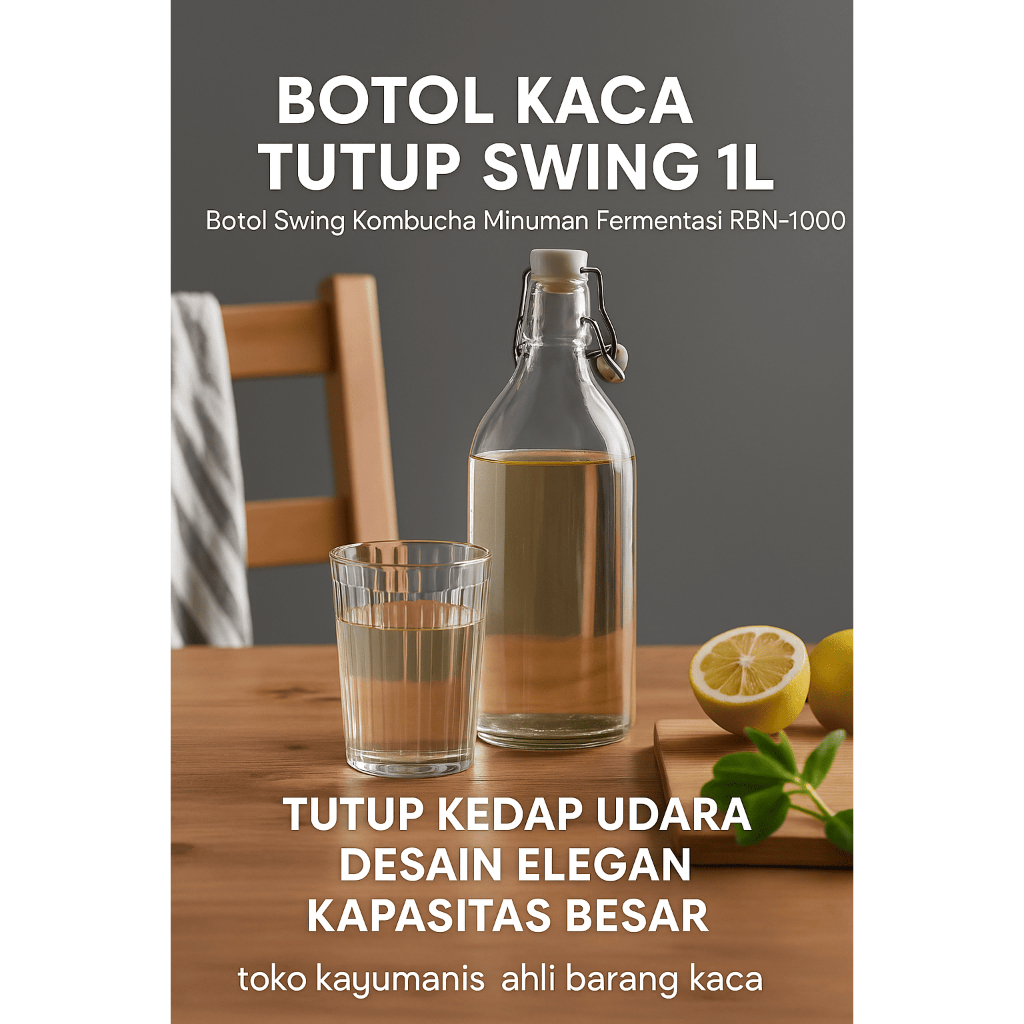 Jual Botol Kaca Tutup Swing 1L/ Botol Swing Kombucha Minuman Fermentasi ...