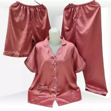 Baju Tidur Piyama Wanita 3in1 XL Satin Velvet Premium