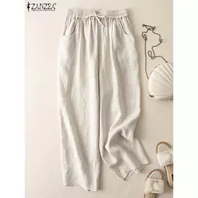 Celana Kulot Linen Premium Tali Serut Pinggang Full Karet Highwaist