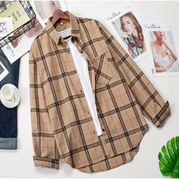 Kemeja Flanel Import Premium Motif Wanita Dan Pria Lengan Panjang Motif Kotak2 Dan Garis2