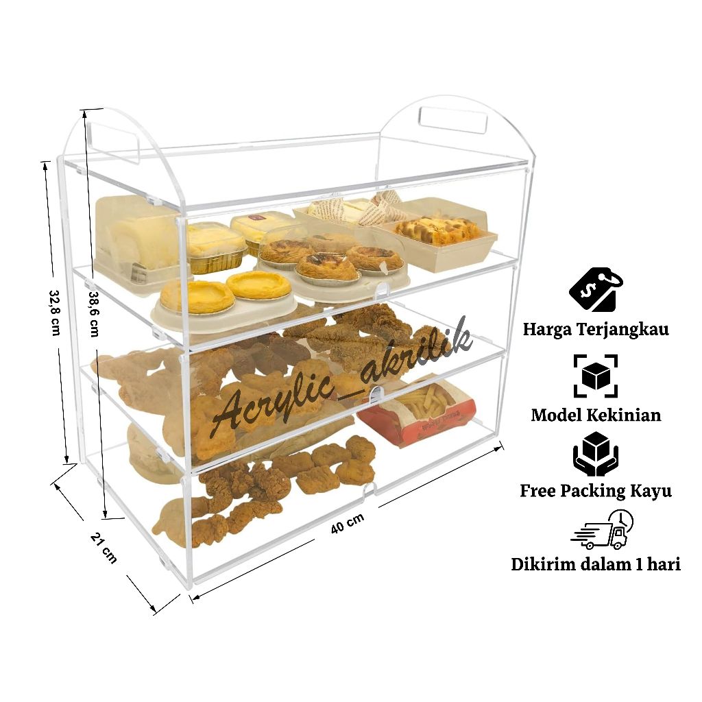 Jual Etalase Kue, Rak Roti akrilik S3 | Shopee Indonesia