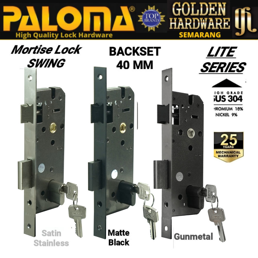 Jual PALOMA Mortise Lock Body Badan Kunci Pintu Swing 40MM/4CM Lockcase ...