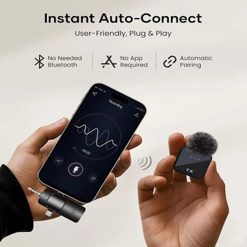 TNW F11 2 Wireless Microphone Clip On 2 Mikrofon Lavalier Hp Kamera Vlog Youtuber Live Streaming