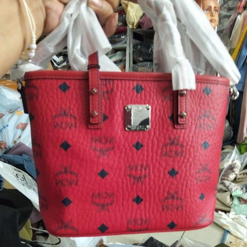 Jual mcm mini tote red +admin(4000) | Shopee Indonesia