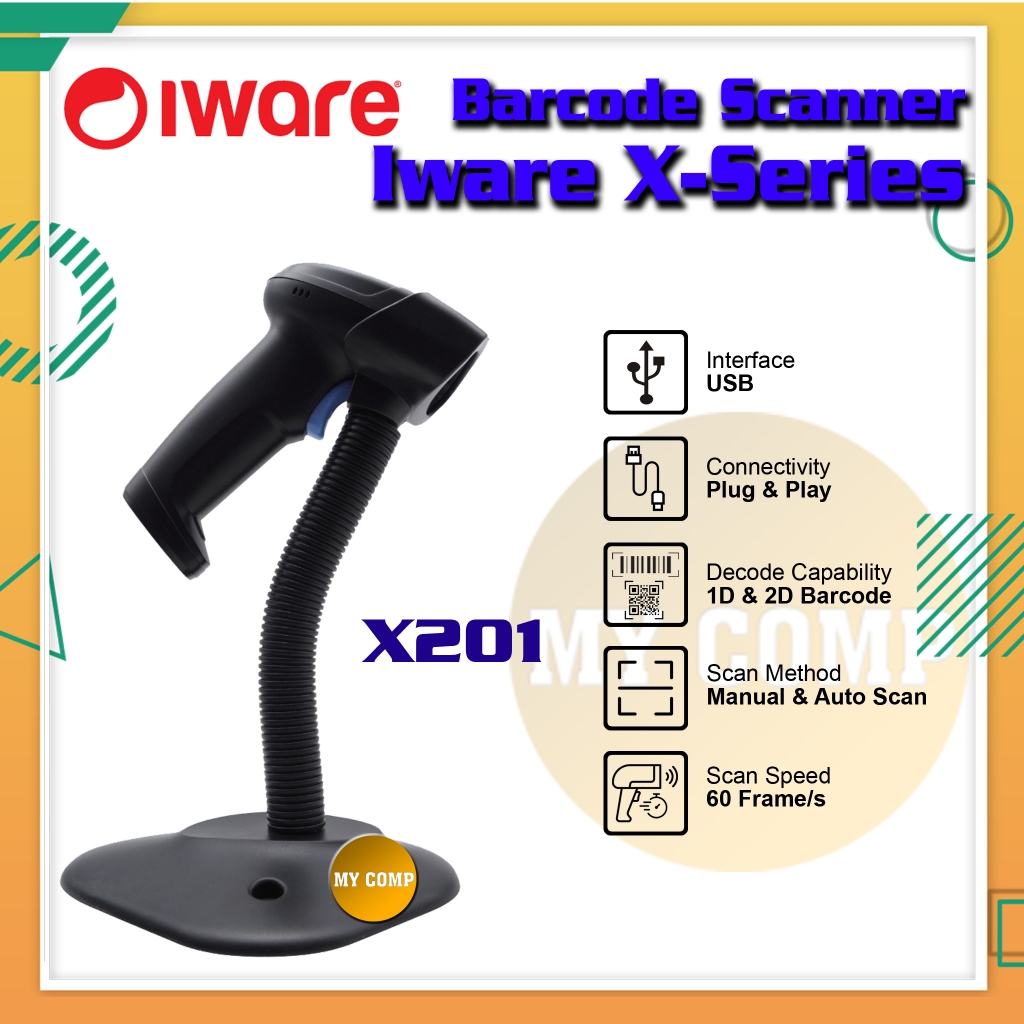 Jual Iware X201 X203 Barcode Scanner 1D, 2D, USB, Wireless, Bluetooth ...