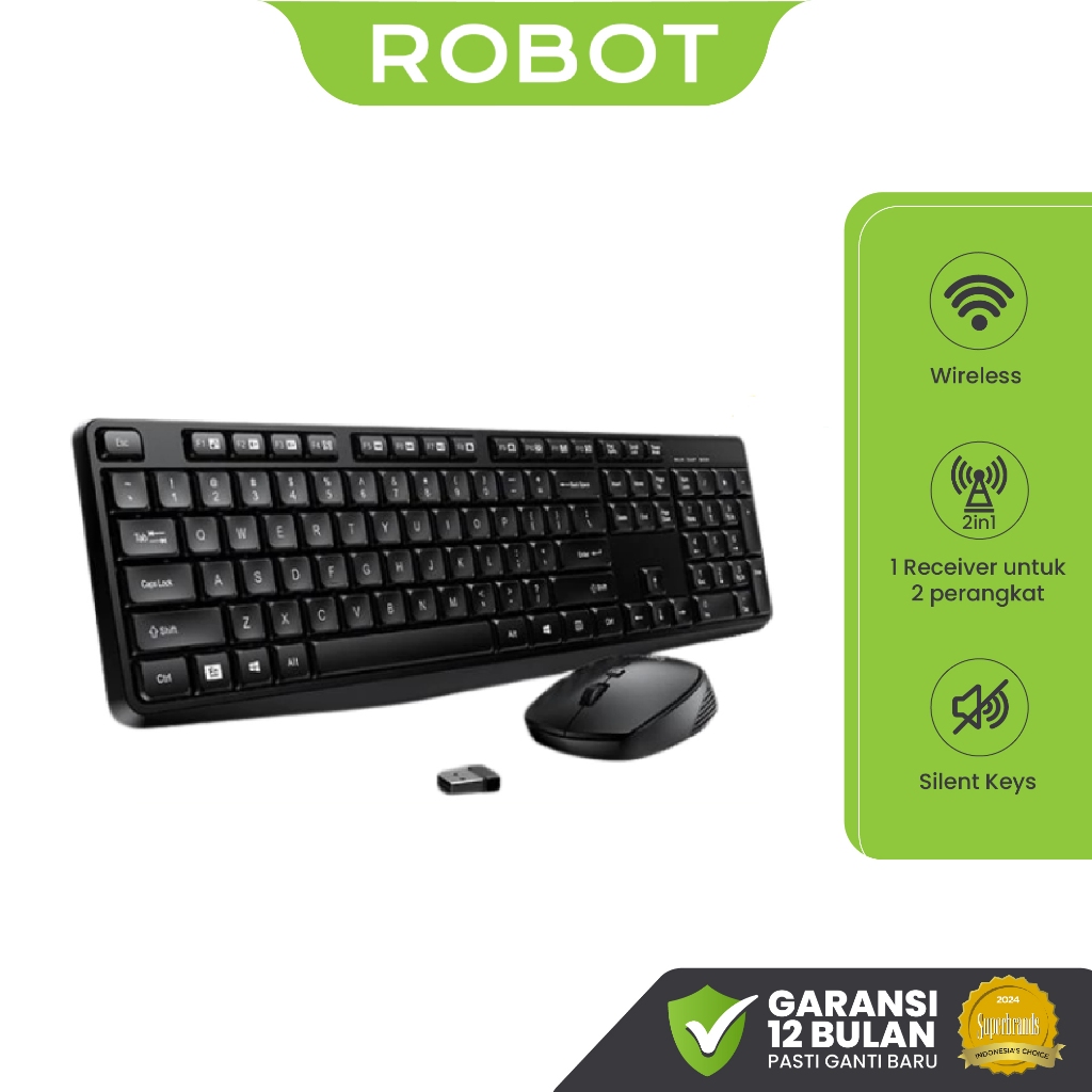 Jual ROBOT Combo Keyboard dan Mouse Wireless Keyboard Silent Key Office ...