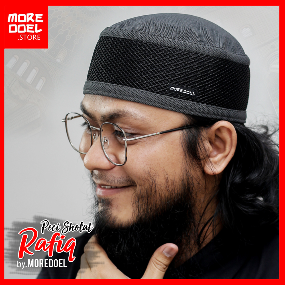 MOREDOEL - Kopiah Peci Dewasa Rafiq Motif Hitam Abu By Moredoel Elegant dan Casual