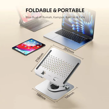 ROBOT RT LS06S Stand Holder Laptop Aluminium Alloy Rotatable 360° Liftable Foldable Garansi