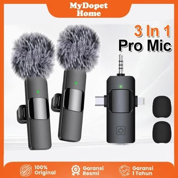 【✅】Mic Wireless Clip On 3 In1 Mikrofon Nirkabel Untuk IPhone Type C 3.5mm Nirkabel Lavalier