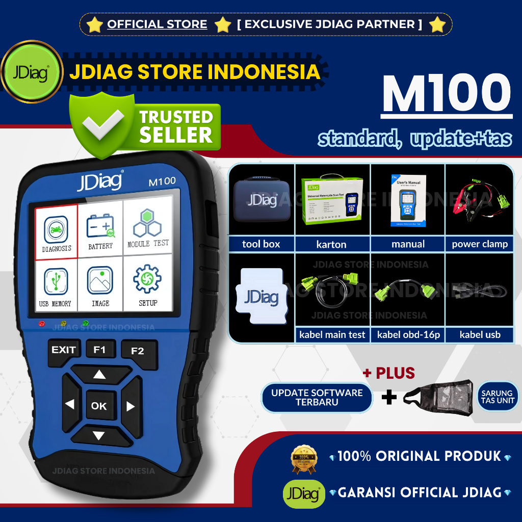 Jual ORIGINAL JDIAG M100 BIRU SCANNER SEMUA MOTOR JDIAG M 100 SCAN ...