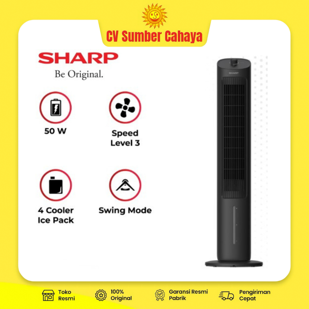 Jual SHARP Air Cooler Tower Fan 4L Swing Mode 50Watt PJ-R34TY 34TY ...