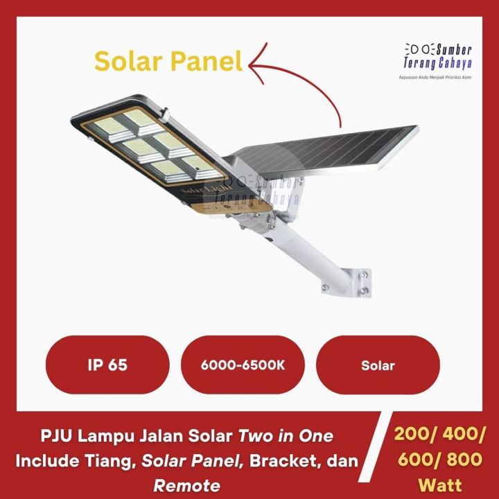 PJU Lampu Jalan Solar Odea Two in One Include Tiang, Solar Panel, Bracket, dan R