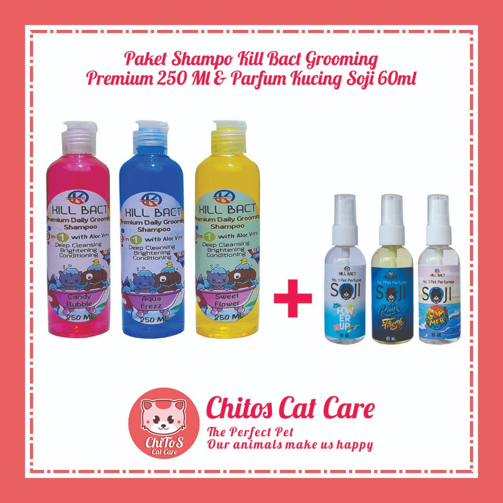 Jual Paket Shampo Grooming Kucing Kill Bact 250 ml dan Parfum Soji 60ml ...