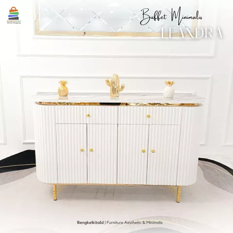 Meja TV Aesthetic Meja Console Minimalis - MEJA LEANDRA - 140cm Kayu Solid Cat Duco Glossy