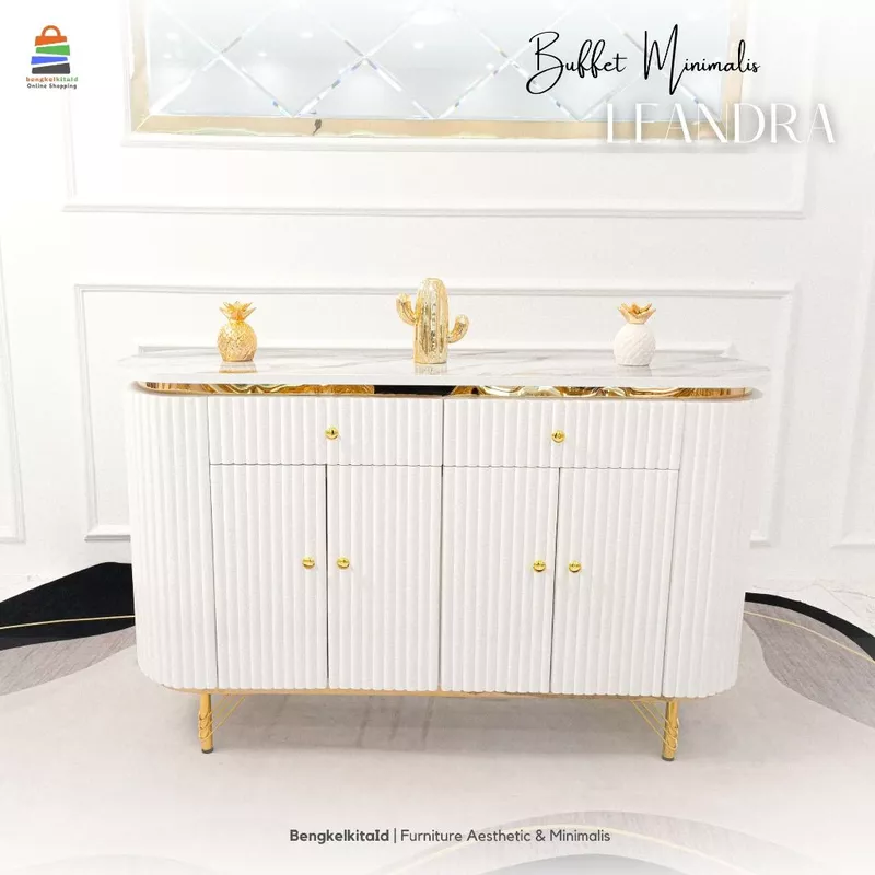 Meja TV Aesthetic Meja Console Minimalis - MEJA LEANDRA - 140cm Kayu Solid Cat Duco Glossy